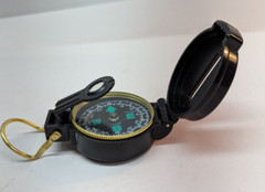 Vintage Precise Pathfinder Engineer Lensatic Compass Taiwan 2 Inch Black