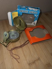 Vintage Engineer Lensatic Metal Compass- Liquid Filled- Japan- with Original Box