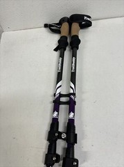 TrailBuddy Aluminum Cork Trekking Poles Black & White Purple Adjustable #D2