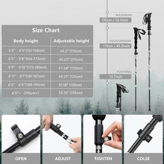 Collapsible Trekking Poles Aluminum Alloy Hiking Sticks 2 Piece Hiking