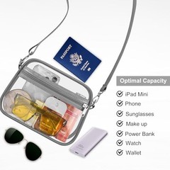 Clear Bag for Stadium Events Clear Sports Fan Handbags Purses with Medium Grey