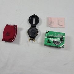 Vintage Lensatic Engineer Compass Japan With Original Box Pouch Instructions