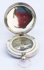 Silver Vintage Compass Handmade Solid Brass Hiking Camping Push Button Compass