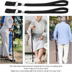 6Pcs Walking Cane Wrist Strap Replacement, Black Elastic Trekking Pole Handle St