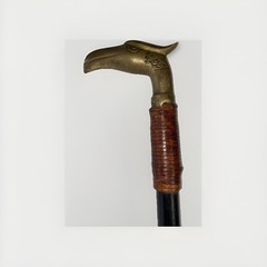 VINTAGE BRASS EAGLE HEAD WALKING CANE HANDLE WITH WOODEN STICK 36” TALL