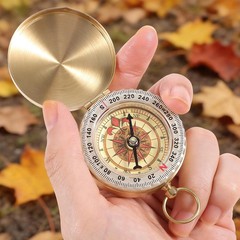 Portable Brass Pocket Compass with Luminous Dial, Vintage Pocket Watch Compass