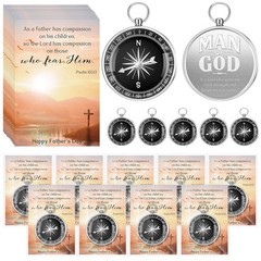 Mootycapa 20 Sets Compass Bulk Gifts Father’s Day Bible Verse Mini Silver