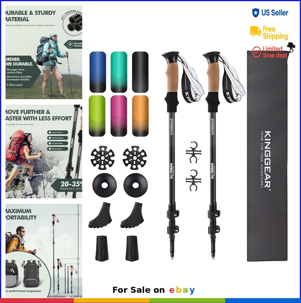 Trekking Poles Retractable 25.5 to 54 Inches 7075 Aluminum Flip Lock Hiking