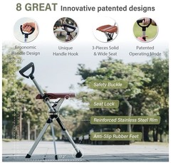 STEP2GOLD Ta-Da Chair Series 2 Portable Trekking Hiking Pole – M (34.2″) – Blue