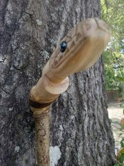 Handmade Snake/Python Cane Solid One Piece Walking Stick
