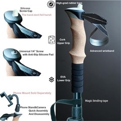 Lightweight Foldable Hiking Poles with Cork Grip, Adjustable 1-Pack