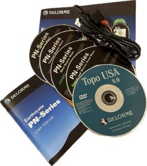 DeLorme Earthmate PN-40 Handheld GPS W Connector Manual CDs TESTED & WORKING