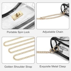 Clear Bag Stadium Event Concert Approved, Transparent Clear Crossbody Black