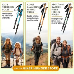 Kids Hiking Poles by USA Brand – Lightweight Collapsible Kids Walking Stick w…