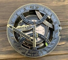 Engraved Sundial Brass Compass – 5 inches Large Sundial Compass in Leather Case