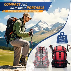 Lightweight Collapsible Trekking Poles for Hiking – 2 Pack Adjustable Hiking …
