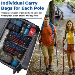 4 Pcs Trekking Poles Set, Collapsible Aluminum Hiking Poles, Adjustable Foldi…