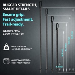 Aluminum Tactical Hiking Stick, 8-Section Adjustable Walking Staff with Acces…