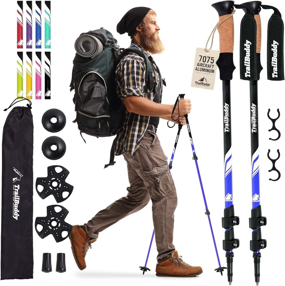 Trekking Poles – Lightweight 7075 Aluminum Hiking Poles for Women, Men & Seni…