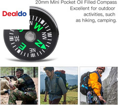 Pocket Compass, 20Mm 12Pcs Mini Pocket Oil Filled Compass for Hiking Camping Out