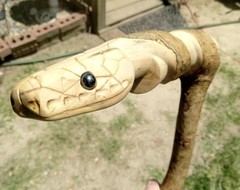 Handmade Snake/Python Cane Solid One Piece Walking Stick