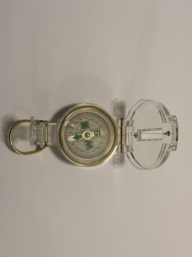 Lensatic Plastic Compass, Clear Great for Camping, Hiking, Outdoors