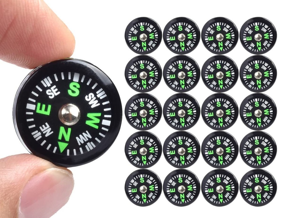 20 Pack Button Compass Mini Pocket Oil Filled Compass for Kids Hiking Surviva…