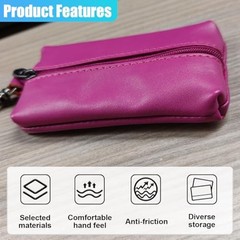 Leather Car Key Case Holder, Auto Smart Key Fob Protector Pouch with Violet