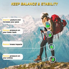 2* Adjustable Trekking Poles Hiking Nordic Walking Sticks Anti-shock Alpenstock
