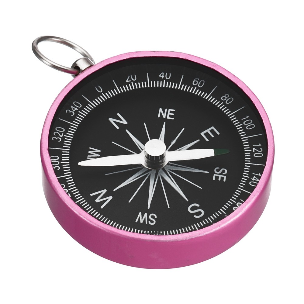 Pocket Compass, W Key Ring for Outdoors Camping Hiking, Pink