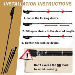 2x Trekking Poles Nordic Hiking Walking Sticks Anti-shock Adjustable Alpenstock