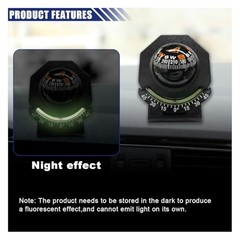 Car Compass, Car Dashboard Compass Ball with Slope Meter, Adjustable Night