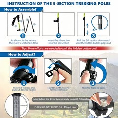 2X Collapsible Trekking Hiking Poles Folding Walking Sticks Lightweight Aluminum