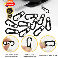 18PCS Mini Carabiner Clips Tiny Spring Snap Hook Keychains, black