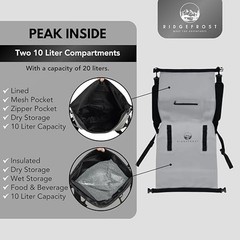 Ridgefrost 20L Dry Bag | Waterproof w/2 Compartments | Dry Bag for Light Grey