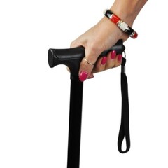 New Blue Jay Black Folding Cane With Comfort Handle Pistol Grip