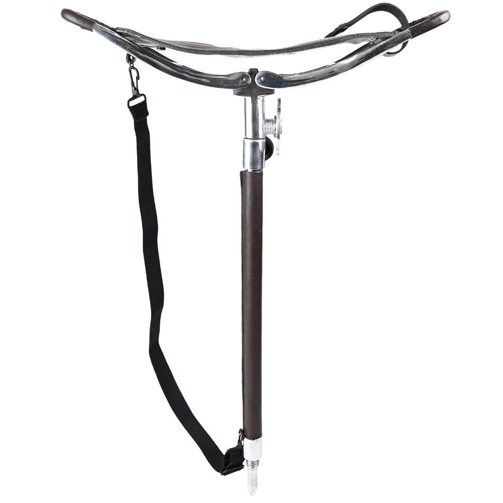 Outdoor Walking Stick with Leather Seat Hunting Stick Chair Camping Fish Stool