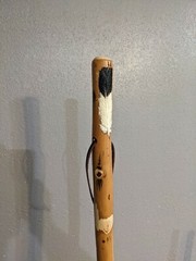 Walking Stick, Eagle Feather Carving, Hand-carved Hiking Staff, Made in USA