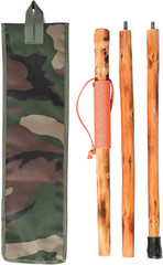 3Pc Detachable Fir Wood Walking Stick for Hiking with Compass 55 Inches – with A