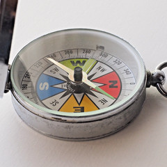 Vintage YCM Pocket Compass Made in Japan Working Needle Stopper Flip Lid Case