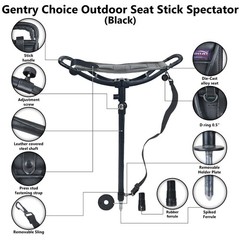 Outdoor Shooting Stick Spectator Adjustable Leather Walking Stick Fishing Stool