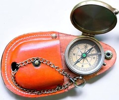 Antique pocket comapass Happiness is a direction not a place brass Compass