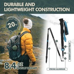 Lightweight Carbon-Aluminum Collapsible Hiking Poles, 2pc Folding