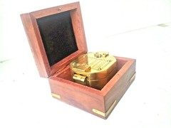 Brass Brunton Compass with wood box nautical magnetic compasses gift maritime