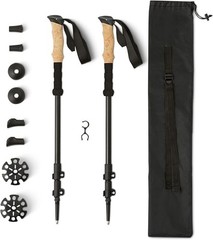 Trekking Poles, Black, 53in – Lightweight Collapsible Hiking Sticks with Quick L