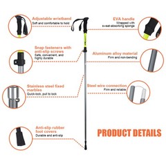 2X Outdoor Trekking Poles Quick Lock Ultralight Aluminum Hiking Walking Sticks