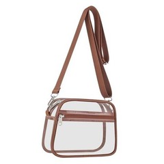 Clear Bag for Stadium Events Clear Sports Fan Handbags Medium Coffee Brown