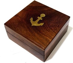3″ Sundial Compass With Teak Wood Box Inlaid Solid Brass Pocket Compass Gift