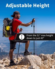 Black Trekking Walking Hiking Poles or Sticks Aluminum Lightweight Collapsibl…