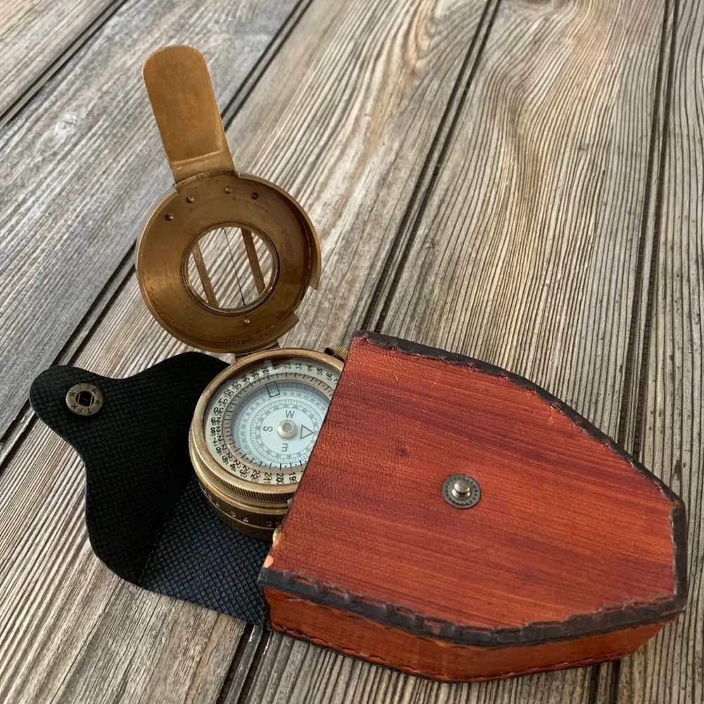 Nautical Collectible Style Vintage Solid Brass WWII Military Pocket Compass Gift